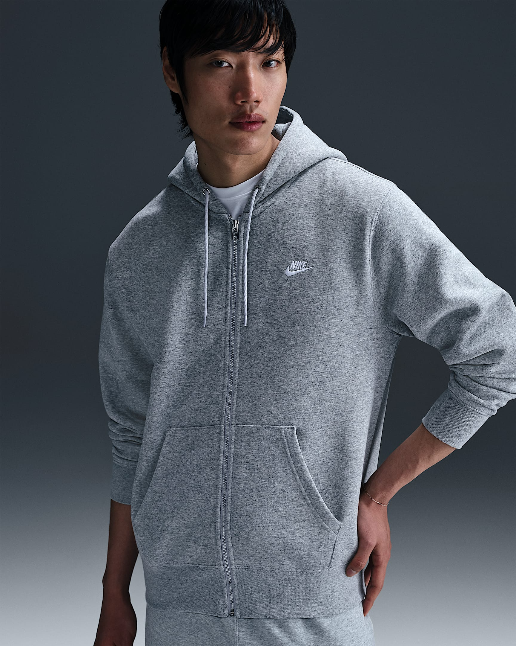 Club Felpa con cappuccio e zip a tutta lunghezza in fleece FN3861 063 NIKE