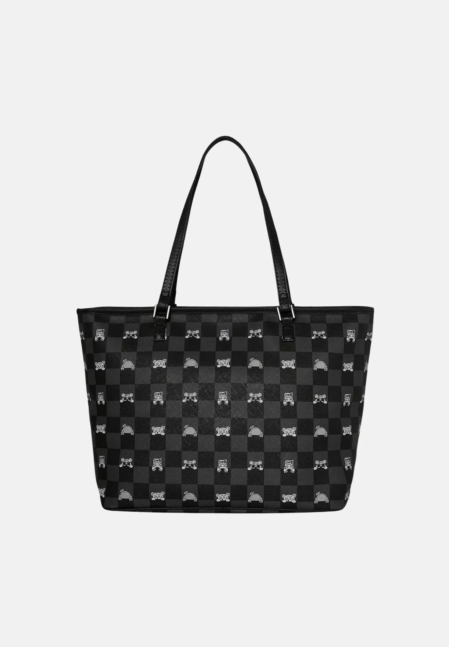 Gray Peeking Character Check Tote 910T8916NZ UNI SPRAYGROUND