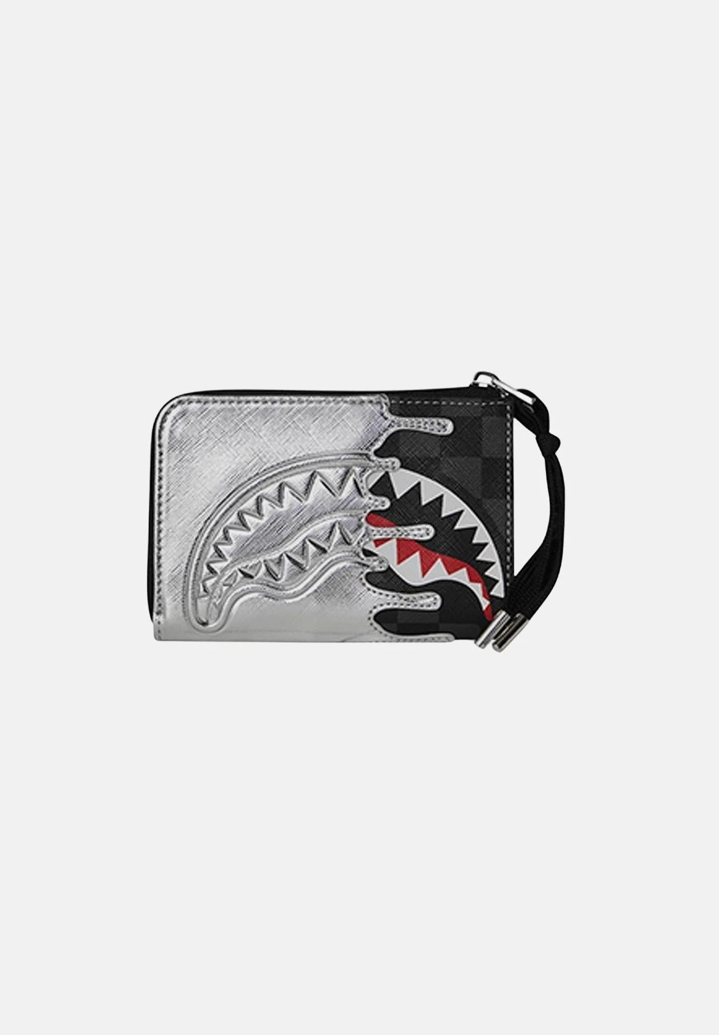 Silver Side Drip Black Check Wallet 910W8931NSZ UNI SPRAYGROUND