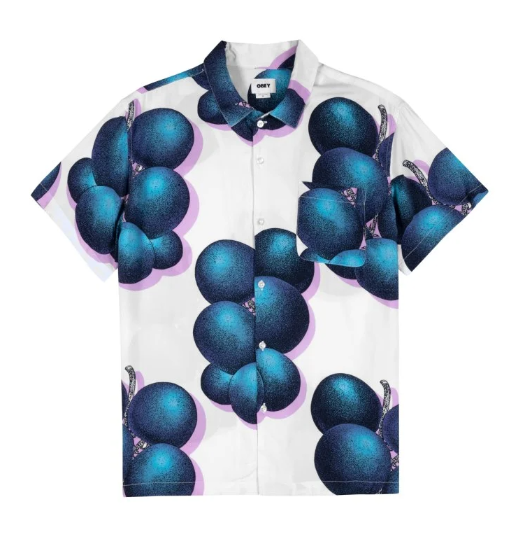 Camicia Blueberries MC000079 WHT MULTI OBEY