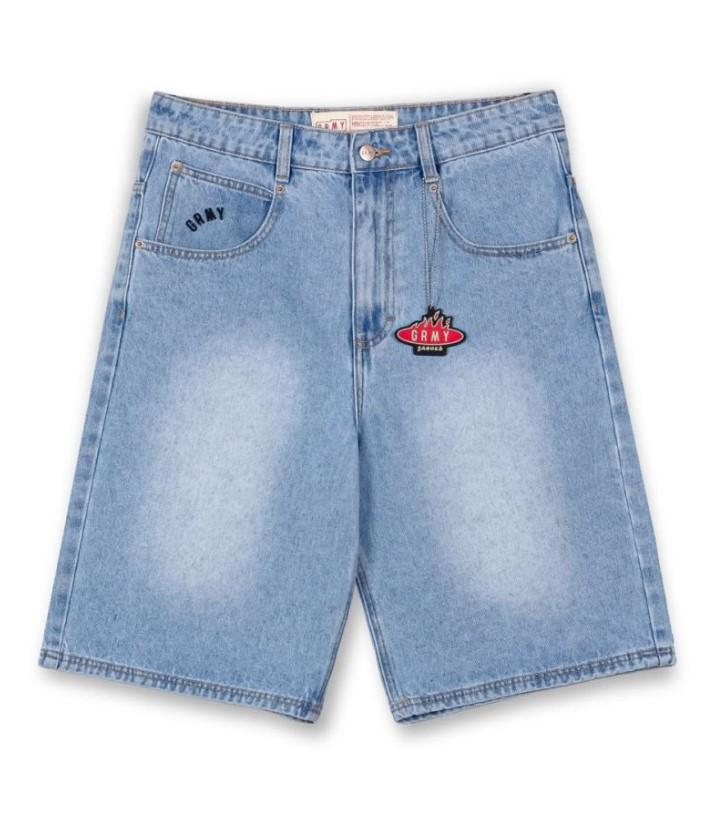 DENIM SHORTS GSJ190 WASHED LIGHT BLUE GRIMEY