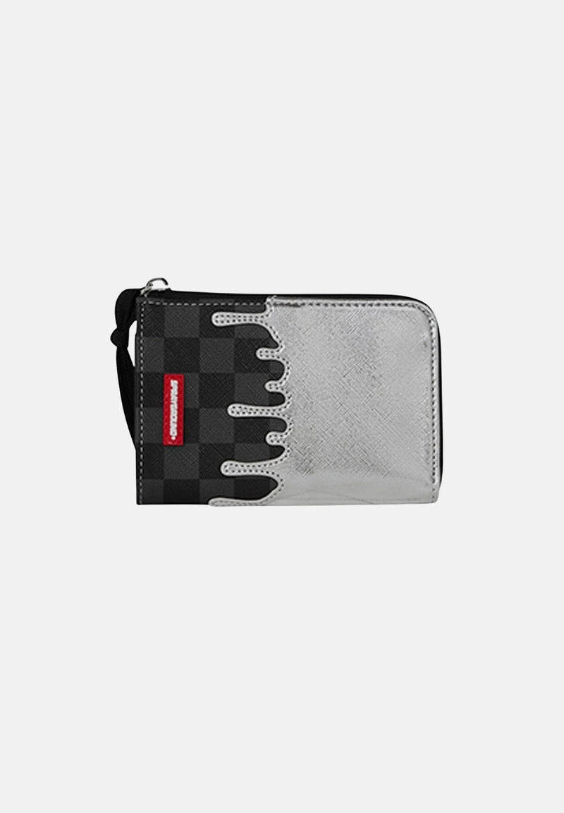 Silver Side Drip Black Check Wallet