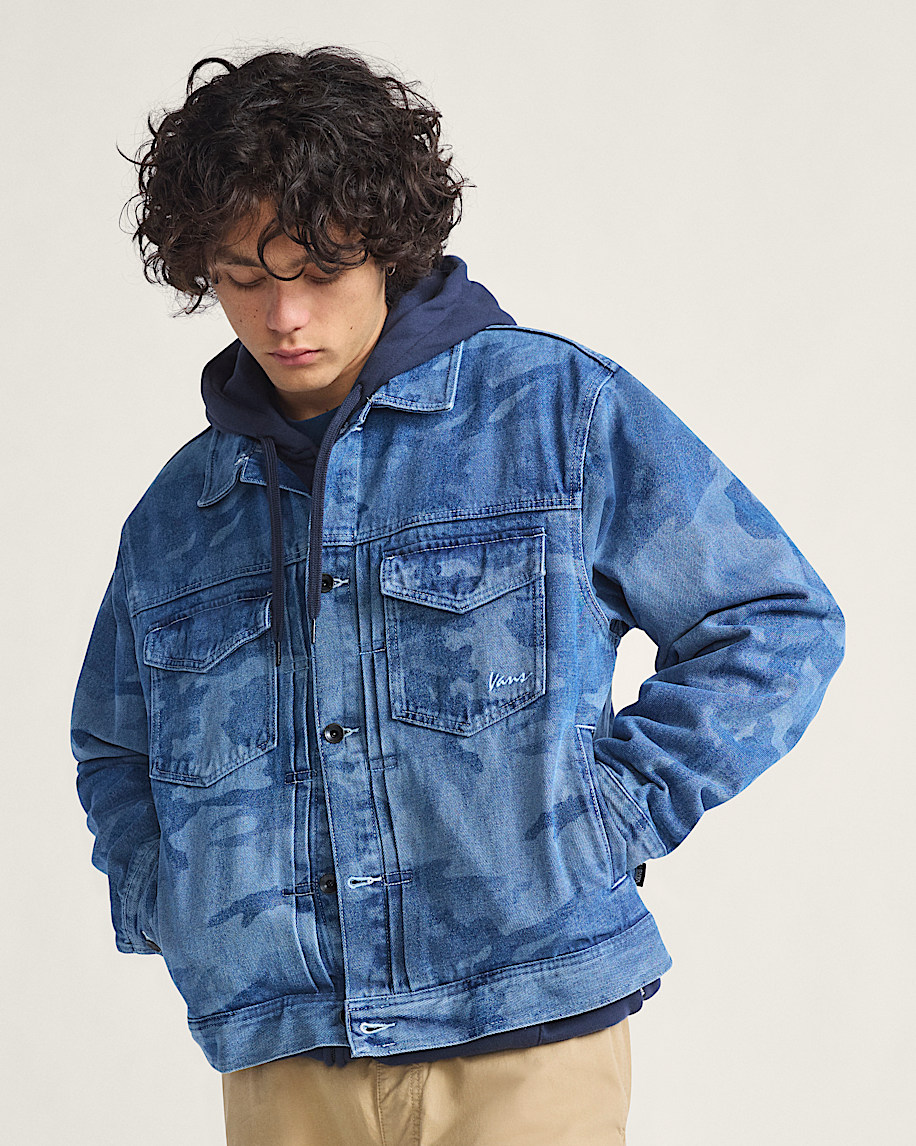 Camo Denim Trucker Jacket VN000P7D CDX1 VANS 