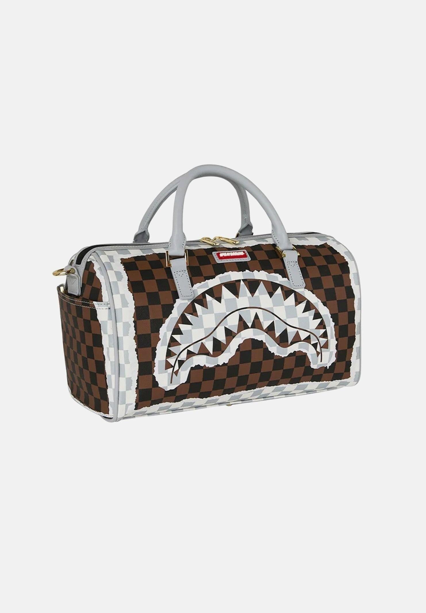 Cream And Brown Tear Check Mini Duffle 910D8293 NSZ SPRAYGROUND 