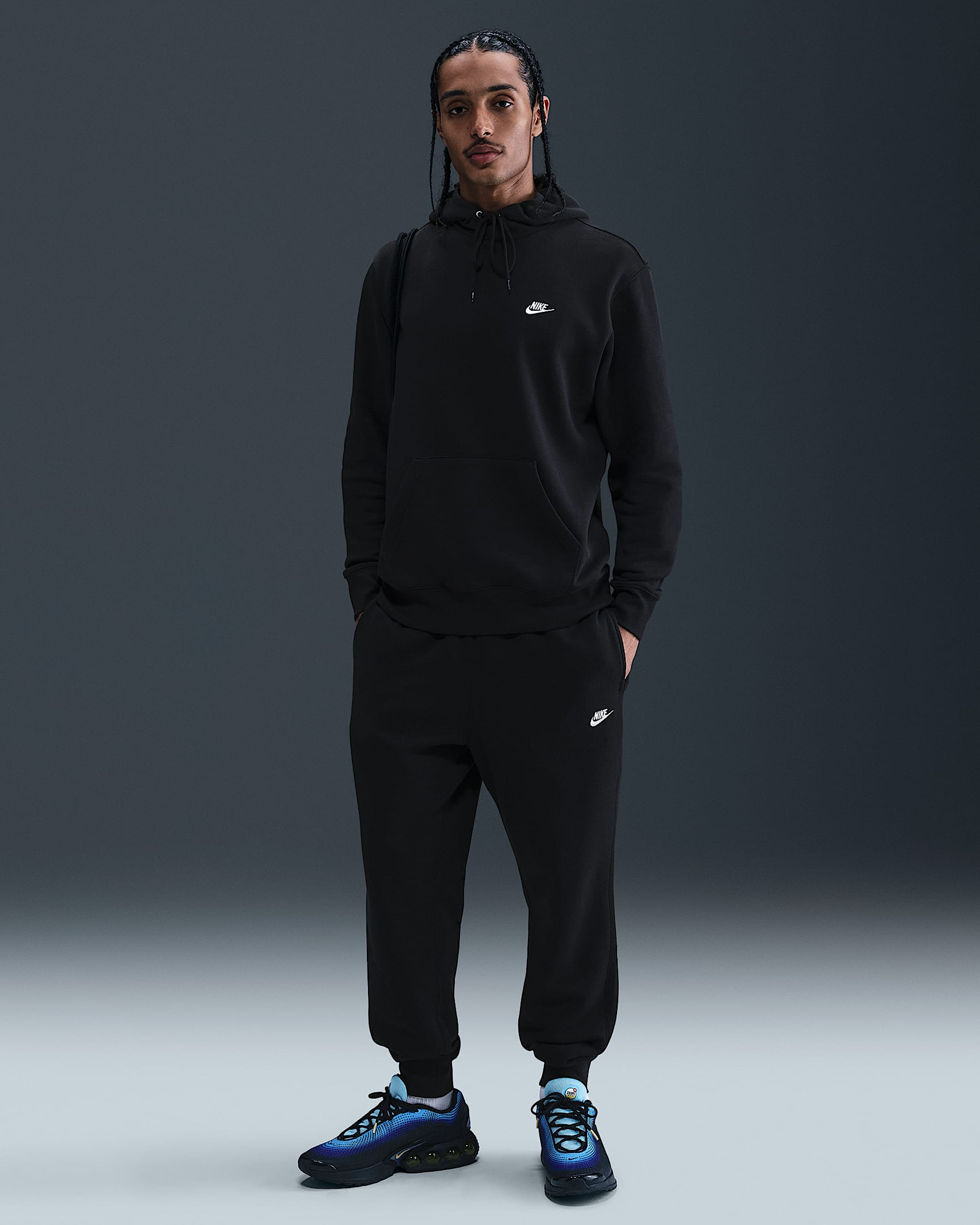 Felpa pullover in fleece con cappuccio FN3859 010 NIKE 