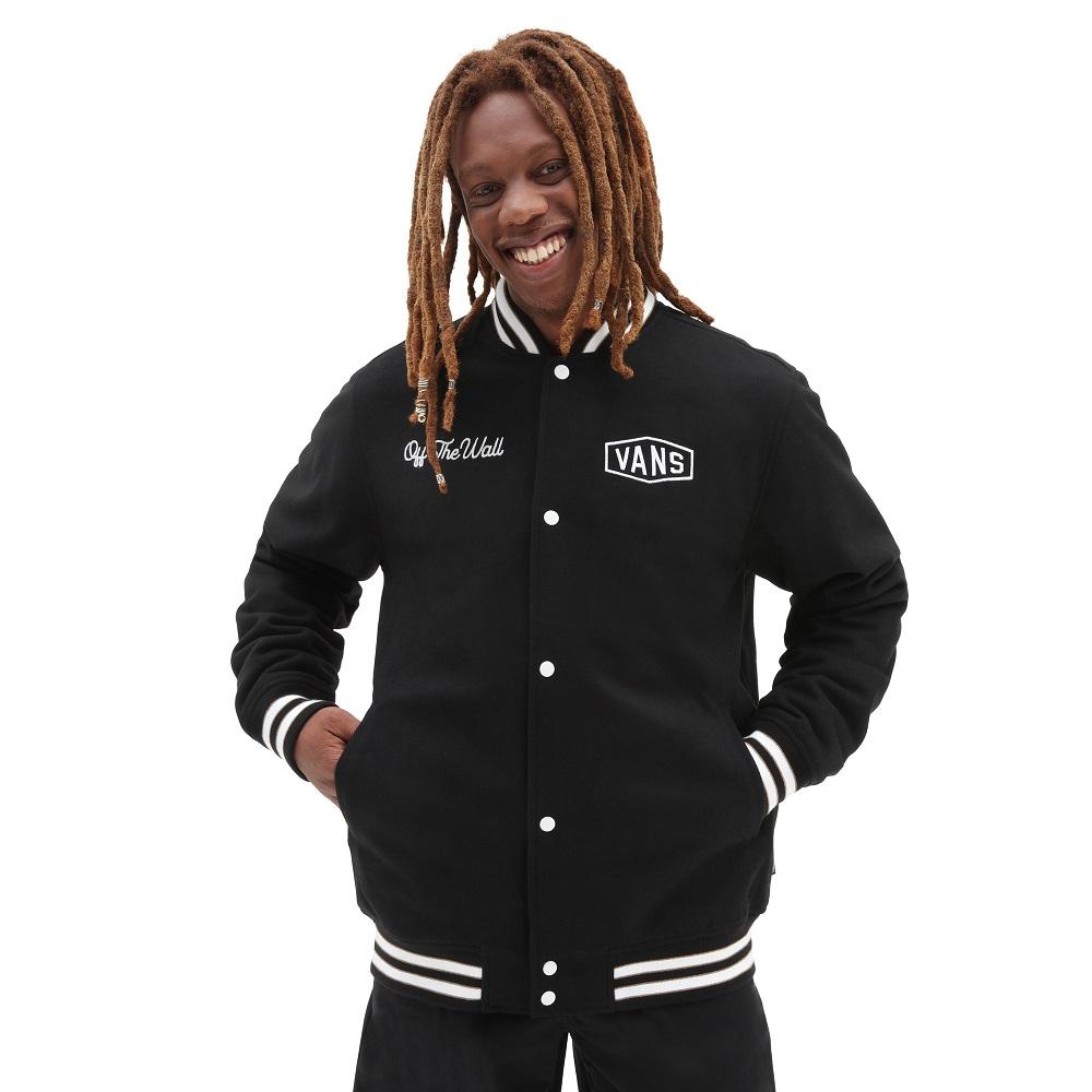 Checkerboard Research Varsity Jacket VN0A7S92 BLK VANS 
