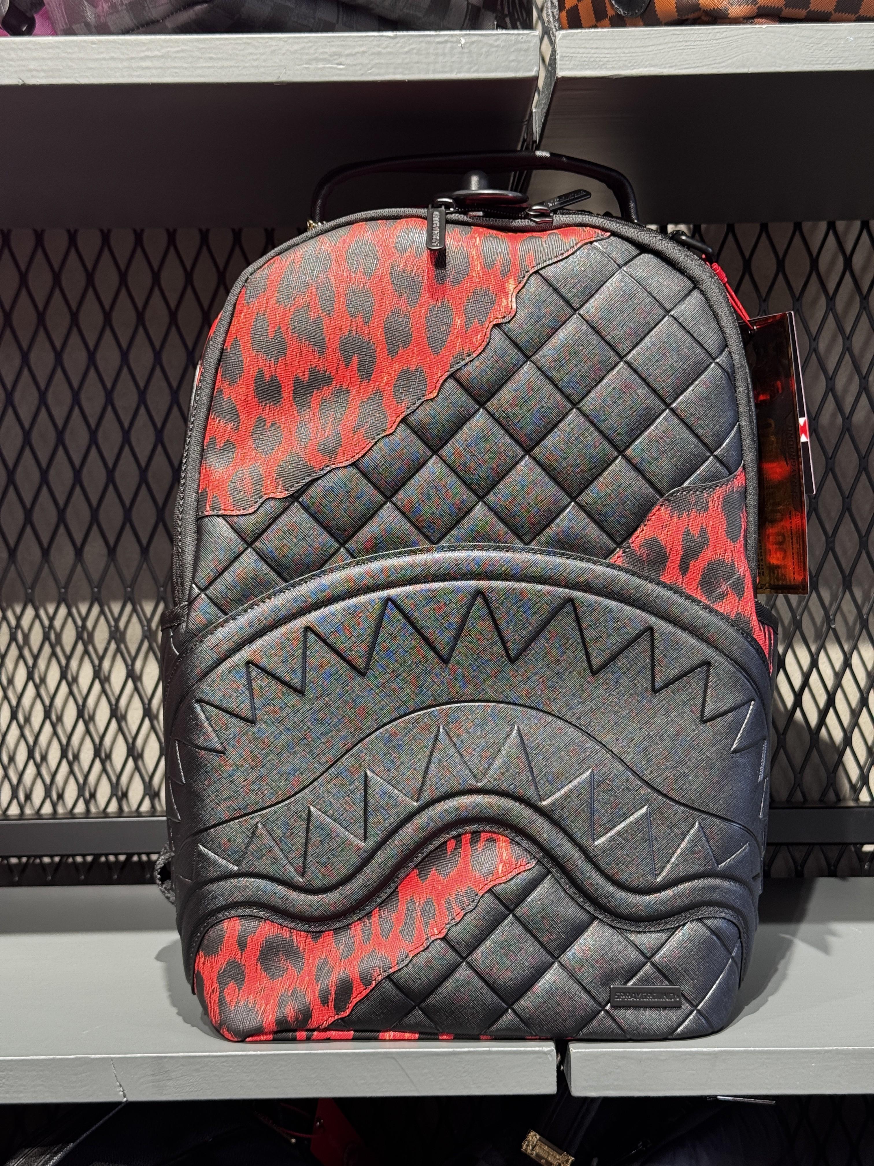 Red Leopard Puffer Backpack 910B7629 NSZ SPRAYGROUND 