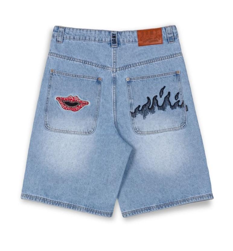 DENIM SHORTS GSJ190 WASHED LIGHT BLUE GRIMEY 