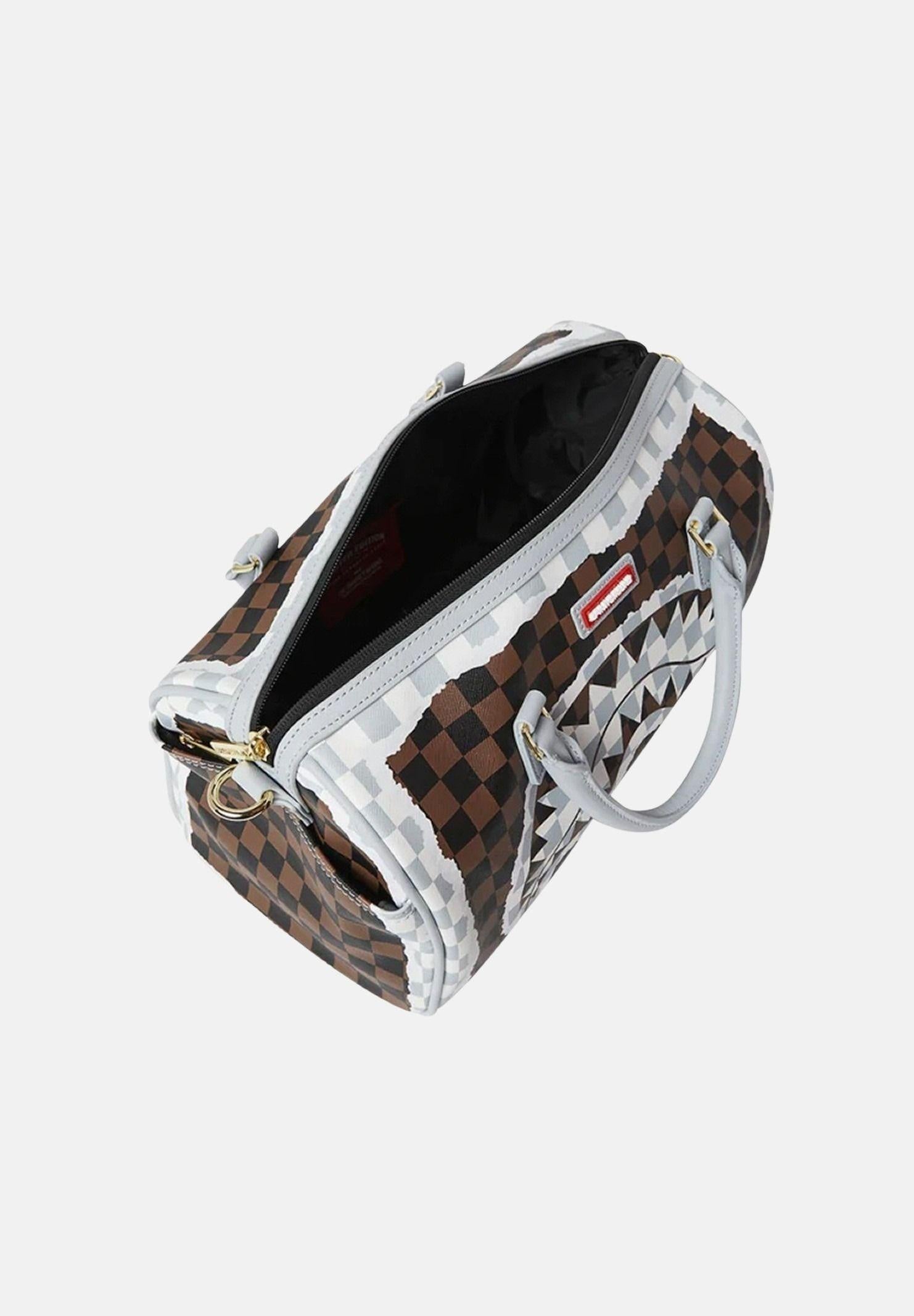 Cream And Brown Tear Check Mini Duffle 910D8293 NSZ SPRAYGROUND 