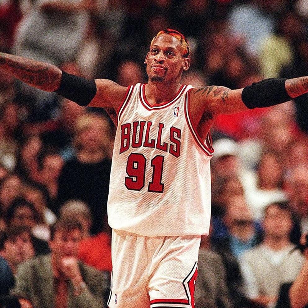 CHICAGO BULLS - DENNIS RODMAN SMJYAC18079 WHITE MITCHELL&NESS 