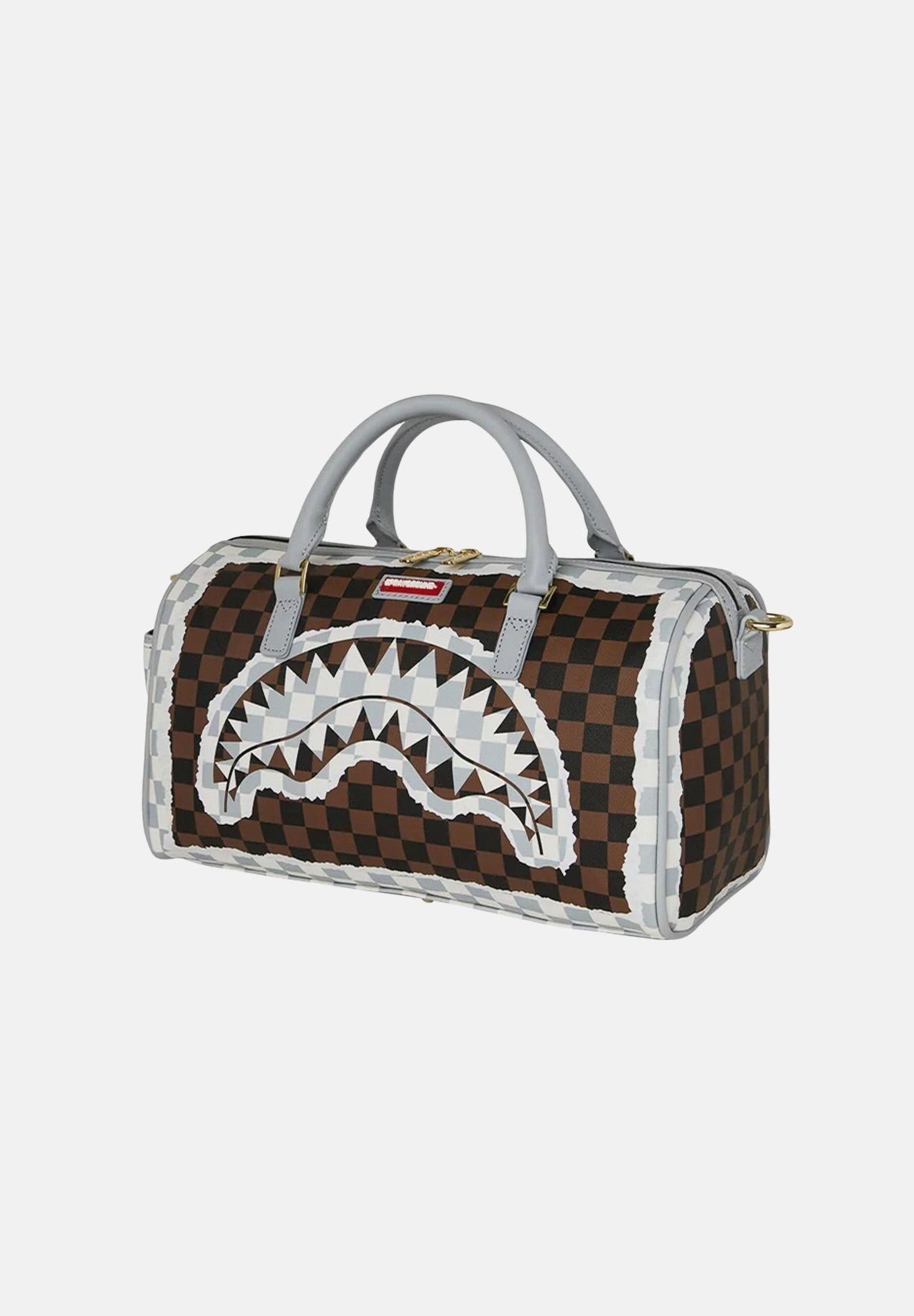 Cream And Brown Tear Check Mini Duffle 910D8293 NSZ SPRAYGROUND 